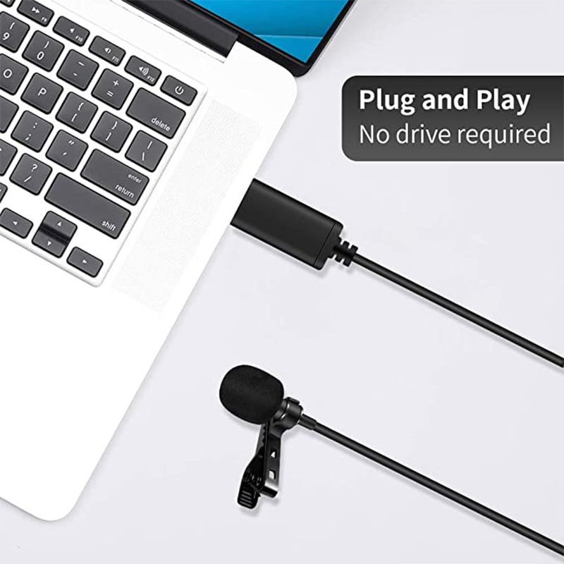 2 m-es USB Lavalier mikrofon Clip-on hajtókás mikrofon PC számítógéphez laptophoz ének Streaming felvevő stúdió YouTube Video Gaming