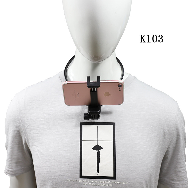 Nešiojamas išmaniojo telefono laikiklis ant kaklo, skirtas POV fotografuoti vaizdo įrašų įrašymo asmenukę, skirtą iPhone Samsung Huawei Gopro sportiniams fotoaparatams