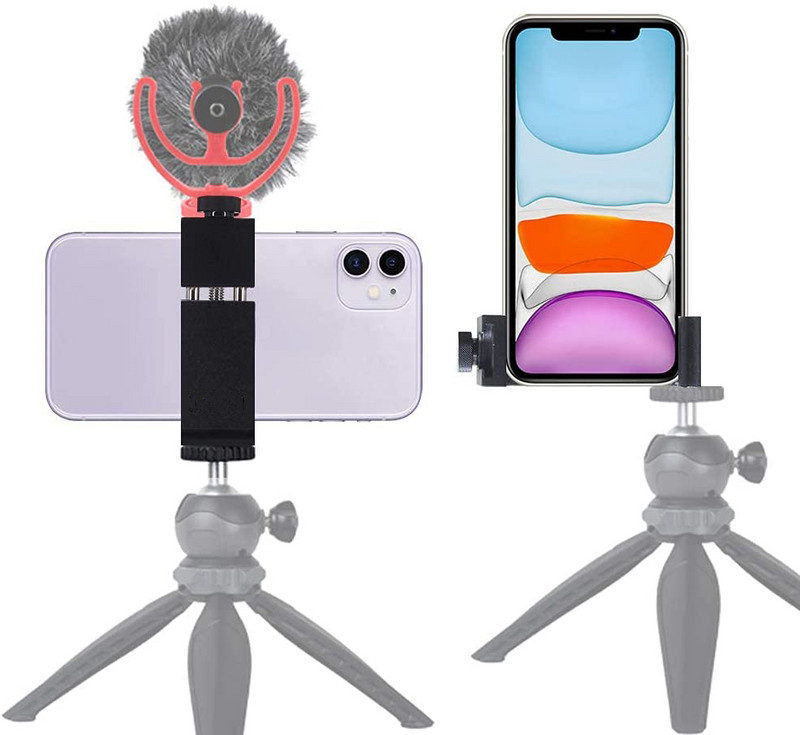 Alumínium telefon állványtartó hideg cipőtartóval, függőleges és vízszintes tartó, univerzális állítható bilincs iPhone 12 11 Pro készülékhez