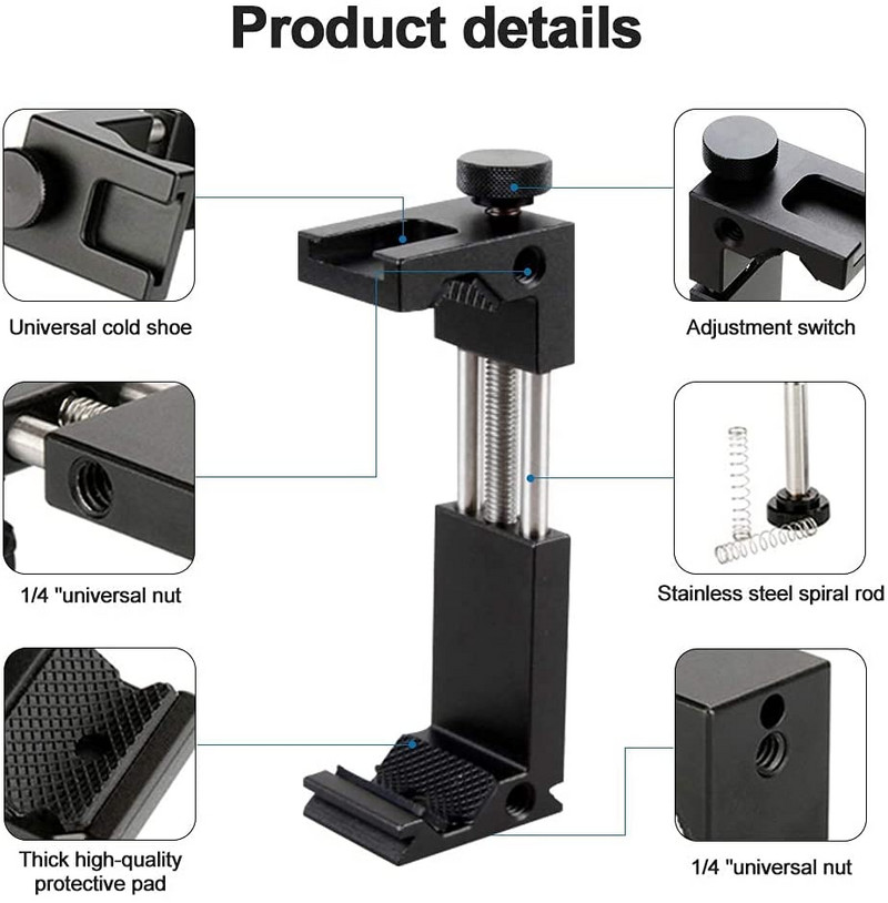 Alumínium telefon állványtartó hideg cipőtartóval, függőleges és vízszintes tartó, univerzális állítható bilincs iPhone 12 11 Pro készülékhez