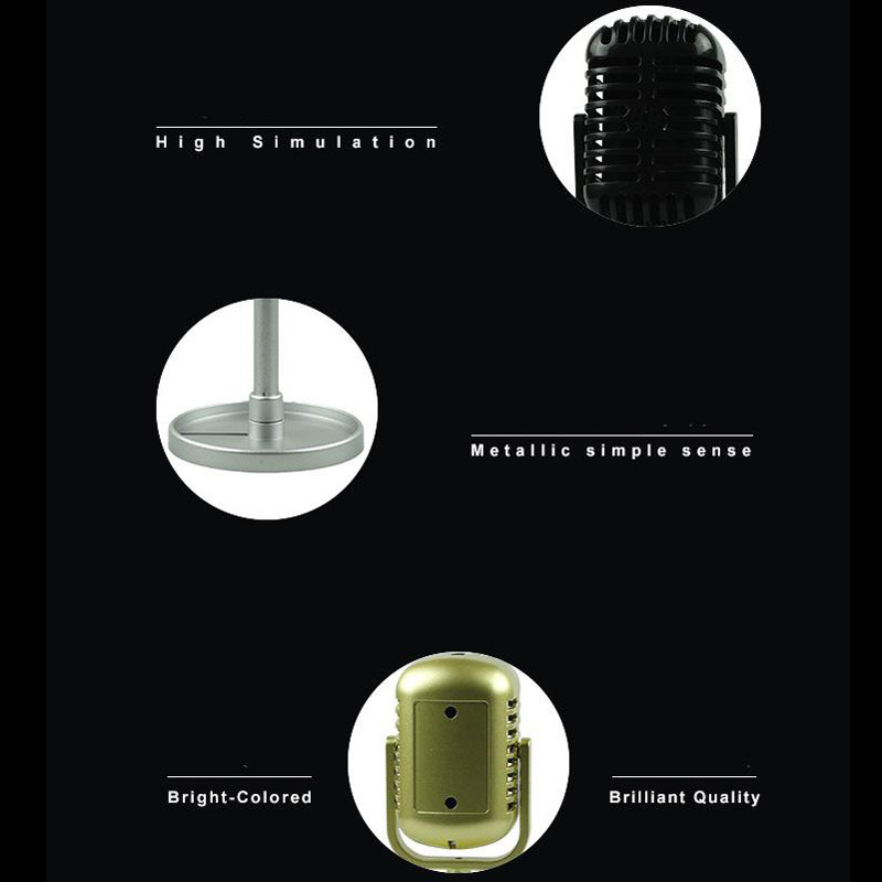 Klasszikus retro dinamikus énekmikrofon Vintage mikrofon univerzális állvány, kompatibilis élő előadású karaoke stúdiófelvétel