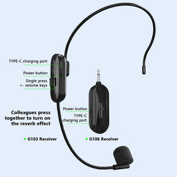 Ασύρματο μικρόφωνο 2,4G Μικρόφωνο για ενισχυτή φωνής Ηχείο Καραόκε Υπολογιστής Διδασκαλία Συνάντηση Γιόγκα Τραγουδώντας Ασύρματο μικρόφωνο