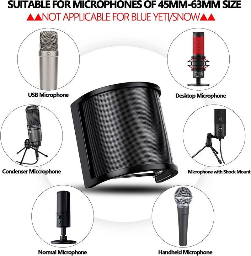 Univerzalni pop filter mikrofona za kondenzatorski mikrofon PC Studio snimanje, metalni vjetrobran za FIFINE K669/K658 mikrofon