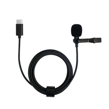 USB кабел с щипка за микрофон Компютърно записване 3,5 мм микрофон тип C Мини преносим за Tiktok Намаляване на шума при излъчване на живо