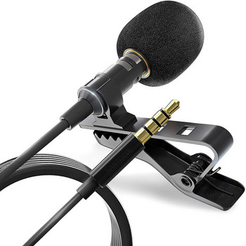 3,5 мм мини реверен микрофон с метална скоба за мобилен телефон, компютър, лаптоп - кабелен микрофон за говорене и вокално аудио