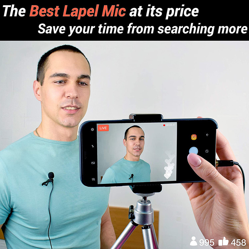 Mini mikrofon na rever od 3,5 mm s metalnom kopčom za mobilni telefon, osobno računalo, prijenosno računalo - žičani mikrofon za govor i vokalni zvuk