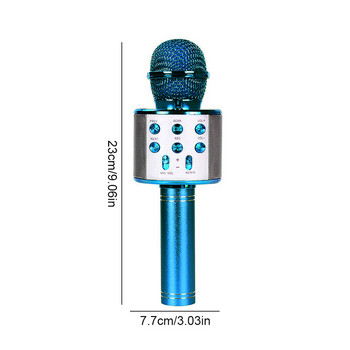 Безжичен караоке микрофон Bluetooth-съвместим ръчен високоговорител Домашен KTV плейър с танцуващи LED светлини Функция за запис
