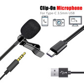 Lavalier 3,5 mm mini mikrofon USB kondenzatorski profesionalni mikrofon za računalo Računalo Clip-on tip C mikro mikrofon za telefon