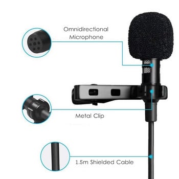 Lavalier Mini Microphone 3,5mm USB Condenser Professional Microphone for PC Clip-on Lapel Type C Micro Mic for Phone