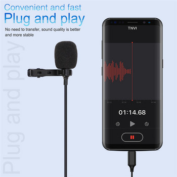 1,5 м мини тип C микрофон за ревера Lavalier Clip-on записващ микрофон за Samsung S20 S10 S9 Huawei P40 P30 P20 мобилен телефон с Android