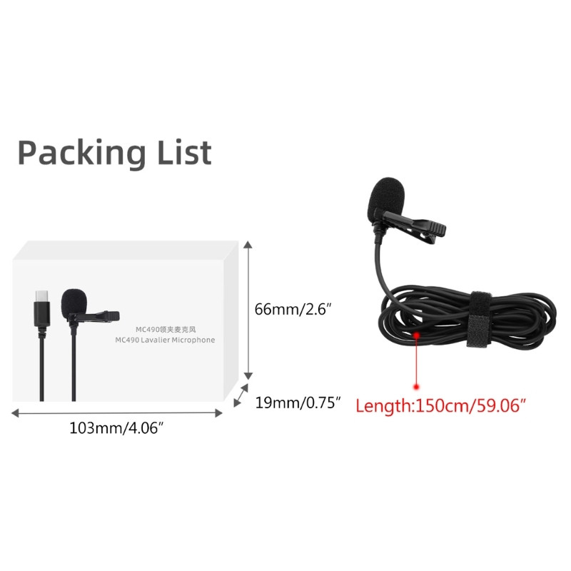 Mikrofonas skirtas Insta-360 One R/RS/ X2 X3 Action 2 3 Lavalier mikrofonas Išorinis laidinis HIFI garso įrašymas MIC Type C