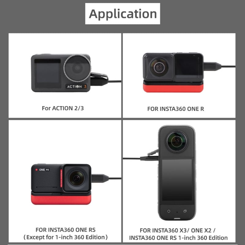 Mikrofonas skirtas Insta-360 One R/RS/ X2 X3 Action 2 3 Lavalier mikrofonas Išorinis laidinis HIFI garso įrašymas MIC Type C