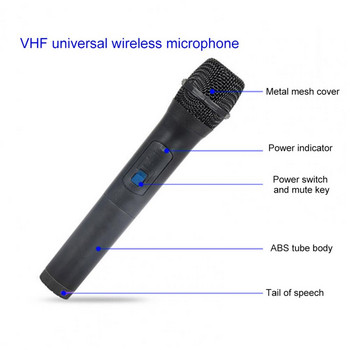 UHF 3,5 mm 6,35 mm Στερεοφωνικό φορητό ασύρματο μικρόφωνο Karaoke Mic με δέκτη USB για φορητό υπολογιστή Επιτραπέζιο μικρόφωνο KTV Karaoke