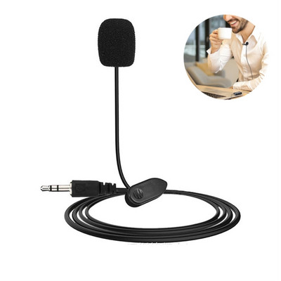 Portable 1.5m Lavalier Mini Microphone Condenser Clip-on 3.5mm Hands-Free Lapel Mic For PC Laptop Lound Speaker