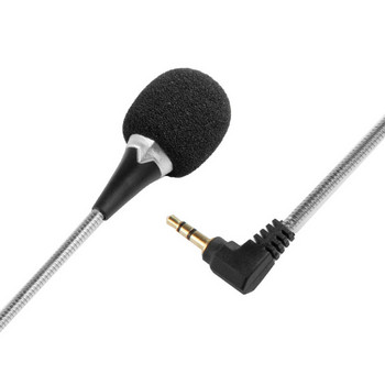 Мини гъвкав 3,5 мм метален интерфейсен микрофон и огъната глава намаляват шумовия записващ микрофон за звукова карта за лаптоп и преносим компютър