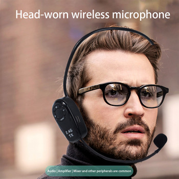 2 4G безжични микрофонни слушалки Намаляване на шума Микрофонен приемник Гласов усилвател Обучаващи високоговорители Среща за продажби на открито