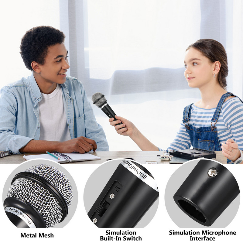 Mikrofonas žaislas vaikams Rekvizitas netikras žaidimas Apsimesti plastikinis karaokės mikrofono kostiumo rekvizitas Belaidis mažylio mikrofonas Senovinis vakarėlio modelis
