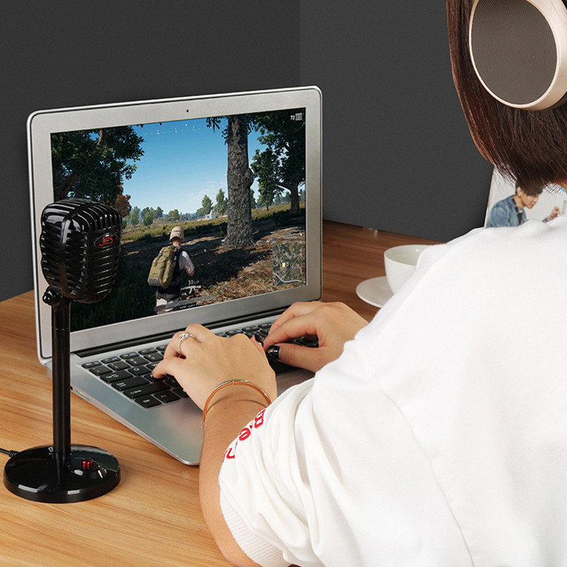 „Professionnel Vintage Style“ universalus USB 3,5 mm stalinis mikrofonas susitikimų biuro žaidimų mikrofonas