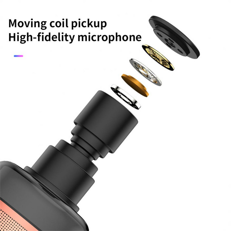 Φορητό ηχείο Echo Sound Reverb 1200mah Ηχείο μικροφώνου με λειτουργία Led Light Singing Recorder Karaoke Μικρόφωνο Δώρο για παιδιά