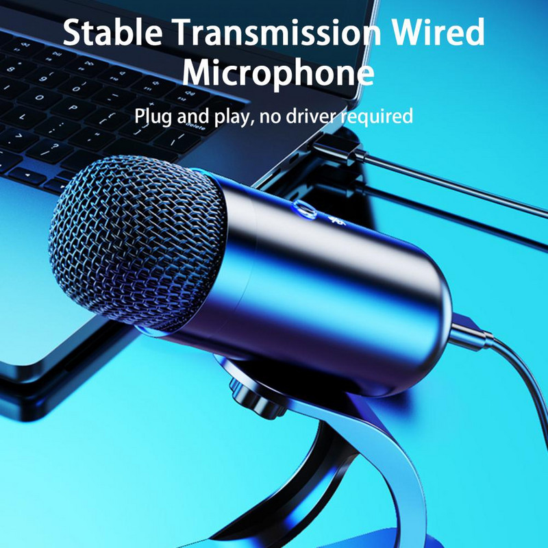Novi dizajn USB igraćeg PC mikrofona za strujanje podcasta, RGB računalni kondenzatorski stolni mikrofon za YouTube video