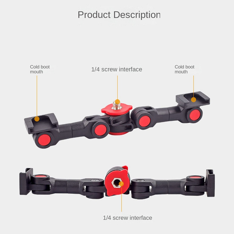 1 gabalas, pasukamas, skirtas NAUJUI Dviejų šaltų batų ilgintuvo laikikliui fotoaparato telefono LED lemputei