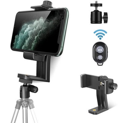 360 Degree Rotatable Phone Holder Bluetooth Vertical Shoot Phone Mount Tripod Mount With Cold Shoe phone Clip Clamp Vlog Video