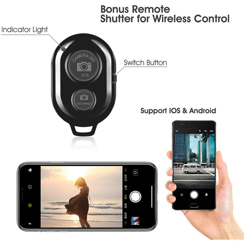 360 laipsnių pasukamas telefono laikiklis „Bluetooth“ vertikalaus šaudymo telefono laikiklis trikojo laikiklis su šaltuoju bateliu telefono spaustuko spaustuku „Vlog“ vaizdo įrašas