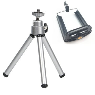 Nešiojamas mini trikojis, skirtas telefono stalui Išmaniojo telefono trikojis, skirtas IPhone trikojimui, mobiliojo fotoaparato trikojo stovas su mobiliojo telefono laikiklio spaustuku