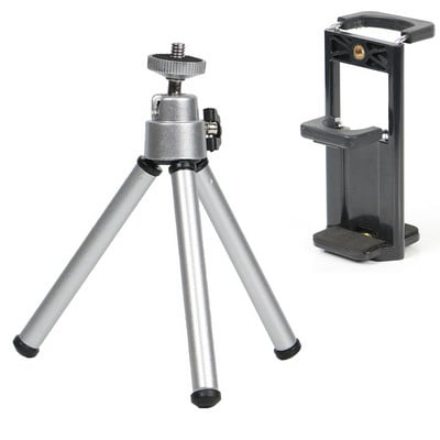 Nešiojamas mini trikojis, skirtas telefono stalui Išmaniojo telefono trikojis, skirtas IPhone trikojimui, mobiliojo fotoaparato trikojo stovas su mobiliojo telefono laikiklio spaustuku