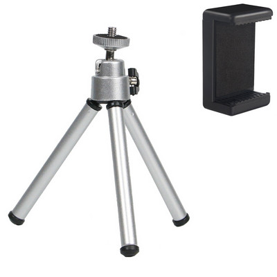 Nešiojamas mini trikojis, skirtas telefono stalui Išmaniojo telefono trikojis, skirtas IPhone trikojimui, mobiliojo fotoaparato trikojo stovas su mobiliojo telefono laikiklio spaustuku