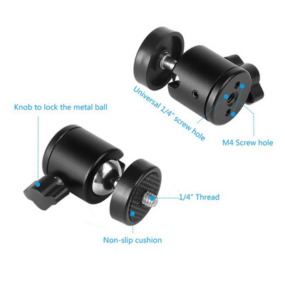 Univerzális mini állvány gömbfejű gömbfej 1/4"-es 3/8" M4 csavaros adapterrel digitális fényképezőgépekhez DSLR Live Stream Q29 II