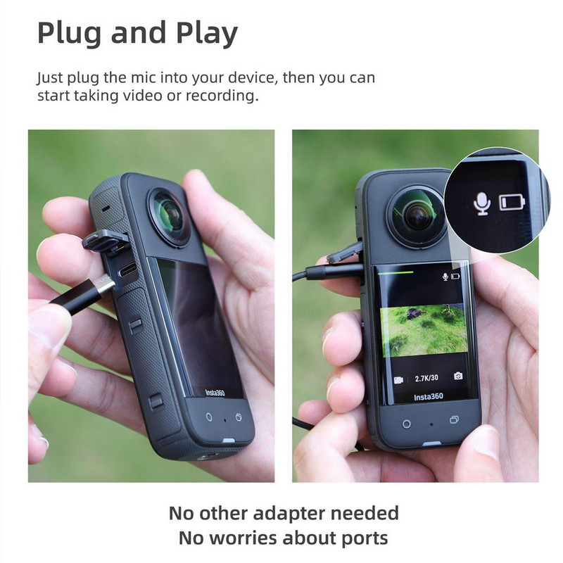 Mikrofon za Insta360 One R/X2 Action Type-c Lavalier Mic Akcijska kamera Dodatna oprema za smanjenje buke Mikrofoni za snimanje