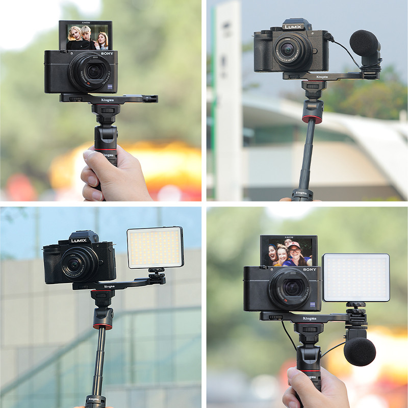 KingMa stolni produžetak za tronožac Prijenosni selfie štap Dual Hot Shoe nosač za montiranje za kameru bez zrcala Vlog Dodatak za snimanje