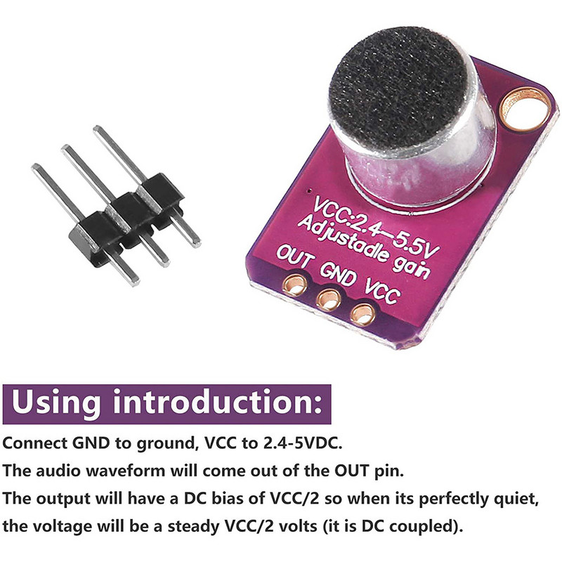 5 buc. GY-MAX4466 Amplificator de microfon Electret MAX4466 Modul reglabil Câștig Breakout Board pentru Arduino