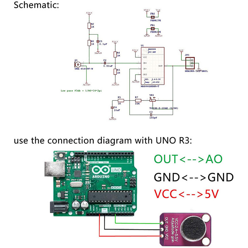 5 buc. GY-MAX4466 Amplificator de microfon Electret MAX4466 Modul reglabil Câștig Breakout Board pentru Arduino