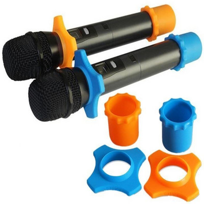 1 комплект силиконов микрофон Противоплъзгащ ролков пръстен Аксесоари за ръчен микрофон Защита на микрофона за караоке микрофон