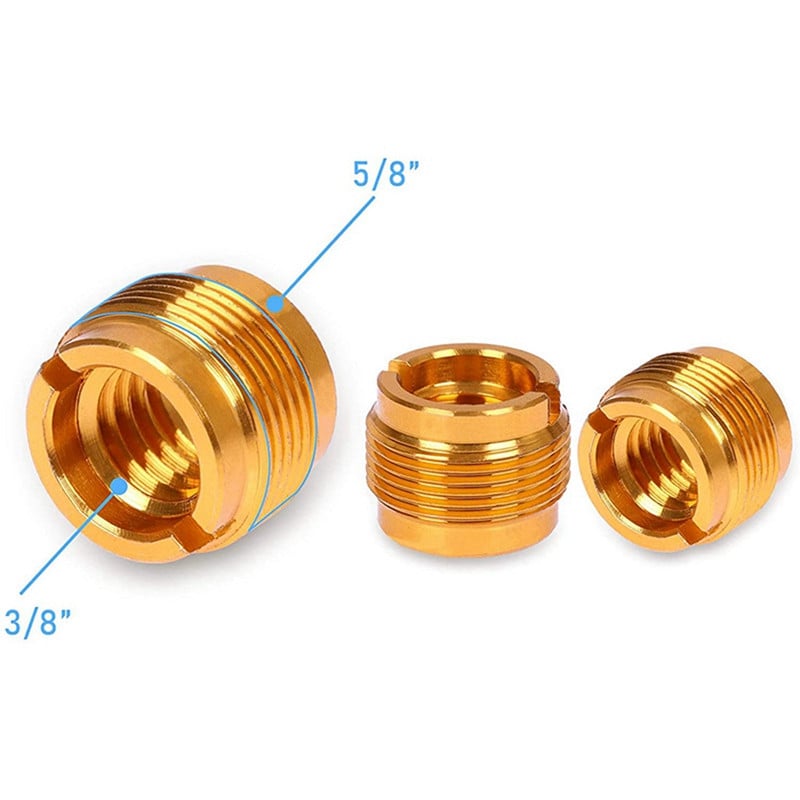12 vnt Moteriški sriegiuoti veržliniai sraigtiniai adapteriai mikrofono spaustuko laikiklio veržlės adapteriai mikrofono mikrofono stovui, auksiniai ir sidabriniai