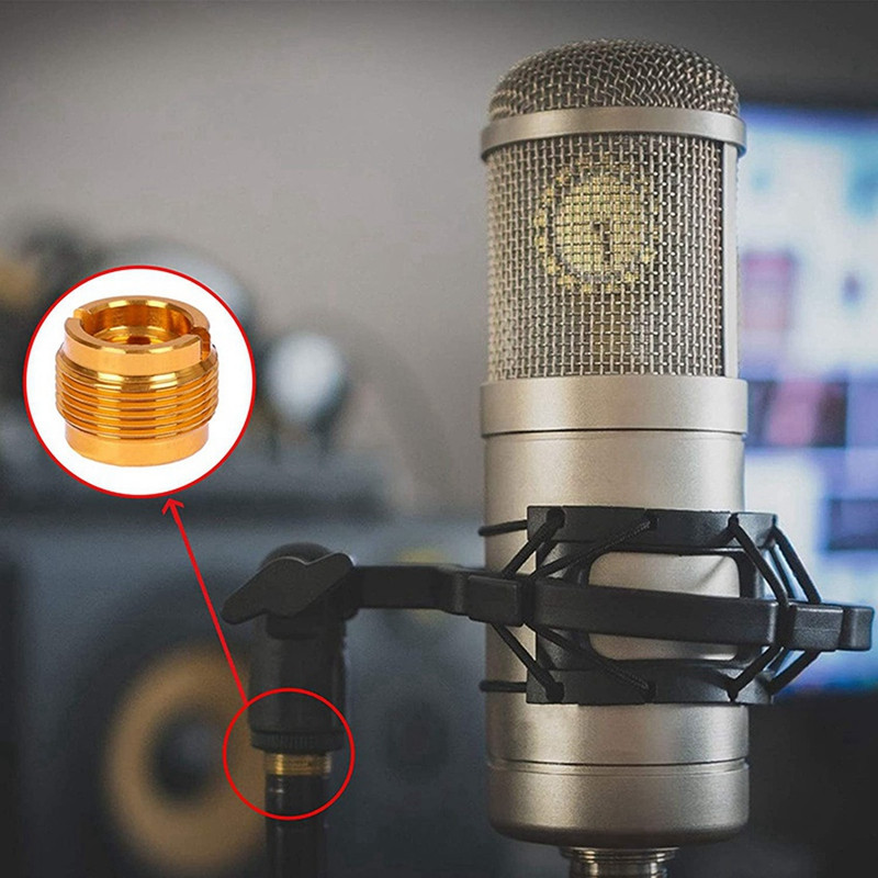 12 vnt Moteriški sriegiuoti veržliniai sraigtiniai adapteriai mikrofono spaustuko laikiklio veržlės adapteriai mikrofono mikrofono stovui, auksiniai ir sidabriniai