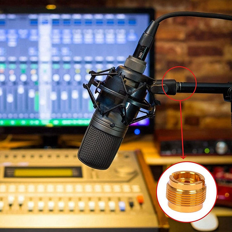 12 vnt Moteriški sriegiuoti veržliniai sraigtiniai adapteriai mikrofono spaustuko laikiklio veržlės adapteriai mikrofono mikrofono stovui, auksiniai ir sidabriniai
