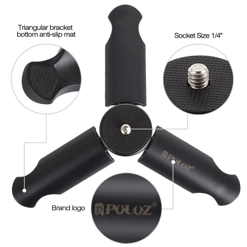 PULUZ mini nešiojamas sulankstomas plastikinis stovas trikojis ir universalus telefono spaustuko laikiklis išmaniųjų telefonų laikiklio laikiklis, skirtas xiaomi, huawei