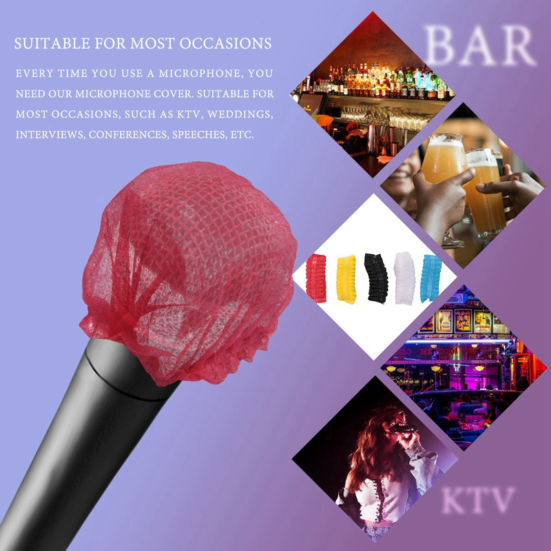 Poklopac za mikrofon za jednokratnu upotrebu od 200 komada, vjetrobran za ručni mikrofon za KTV studio za snimanje, karaoke (mješovite boje)