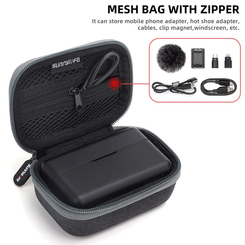 SUNNYLIFE este potrivit pentru geanta de depozitare pentru microfon DJI, microfon fără fir, carcasă de protecție portabilă