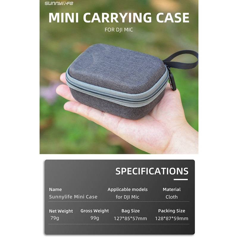 SUNNYLIFE este potrivit pentru geanta de depozitare pentru microfon DJI, microfon fără fir, carcasă de protecție portabilă