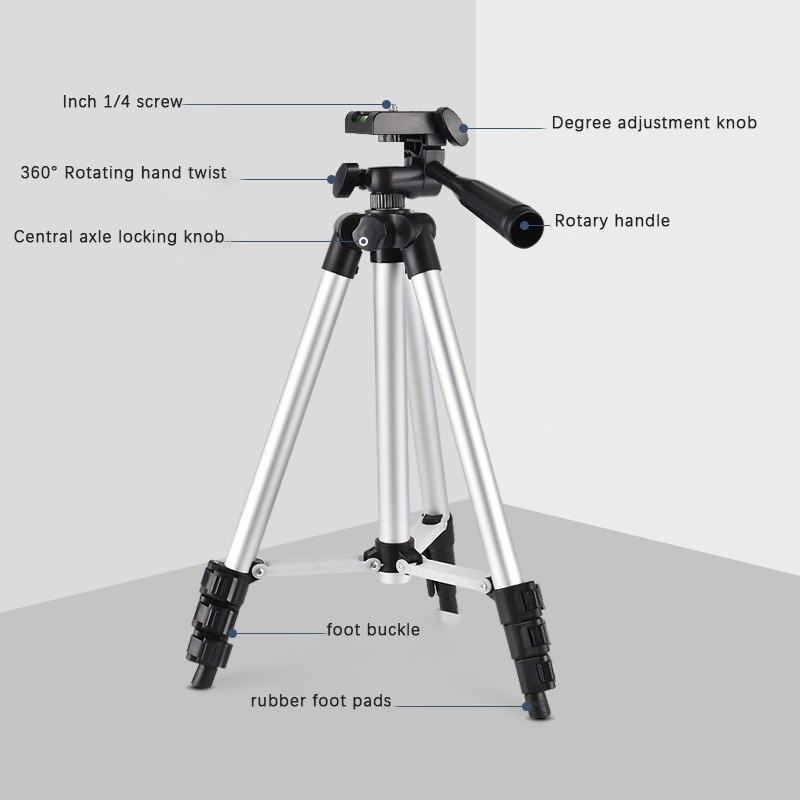 3 krypčių nešiojamas trikojo laikiklis lengvas fotoaparato trikojis Profesionalus aliuminio trikojo stovas, skirtas Canon Sony Panasonic Nikon fotoaparatui