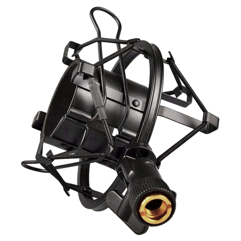 Suport de șoc pentru microfon cu filtru cu plasă dublă, reglabil, anti-vibrații, izolare ridicată, suport pentru microfon din metal.