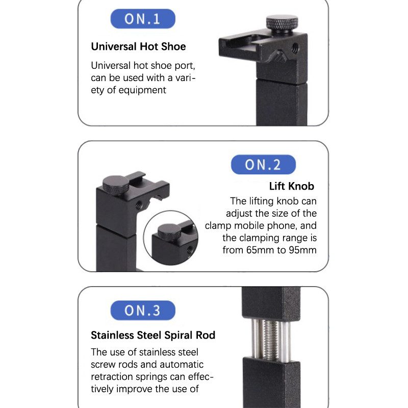 Vertikalus fotografavimo telefono laikiklis 360 laipsnių besisukantis fotoaparato monitoriaus stovo tvirtinimo spaustukas skirtas išmaniojo telefono vaizdo įrašų filmavimui