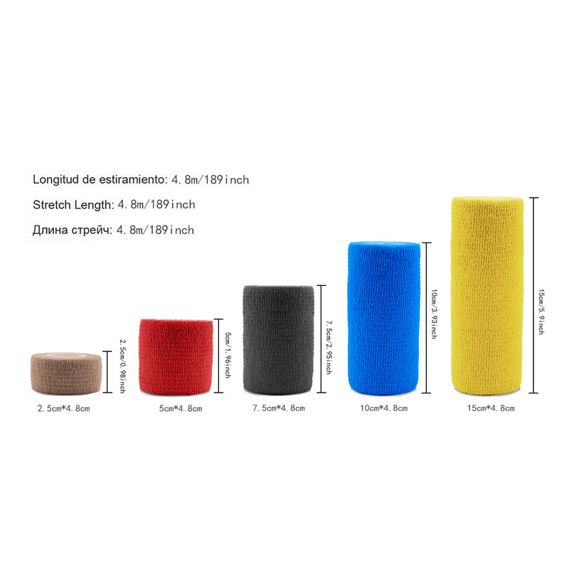 8- Χρώματα 2,5/5//7,5/10/15cm*4,8m Γάζα Ιατρικός Επίδεσμος Αυτοκόλλητος Αναπνεύσιμος Ελαστικός Επίδεσμος Sports Fixing Finger Bond Leg