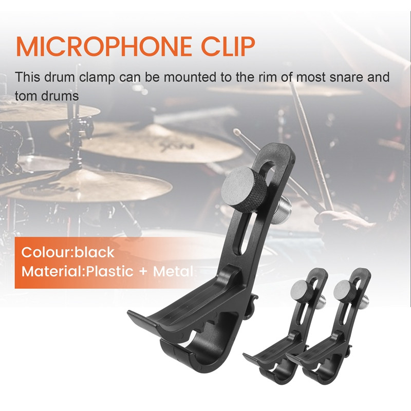 3 τμχ Κλιπ τυμπάνου με ρυθμιζόμενο κλιπ με αντικραδασμική βάση Σφιγκτήρας βάσης για τύμπανο βάση μικροφώνου