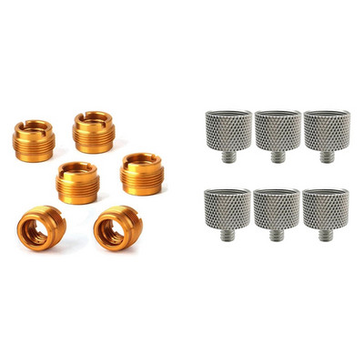 12PCS Female Threaded Nut Screw Adapters Microphone Clip Holder Nut Adapters For Mic Microphone Stand, Golden & Silver