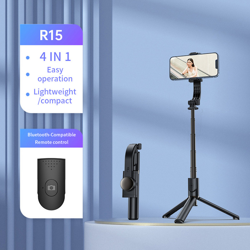 4 viename Anti Shake Gimbal stabilizatorius Su Bluetooth suderinamas asmenukių lazdas Kelioninis belaidžio fotoaparato trikojo telefono laikiklis asmenukės lazdele